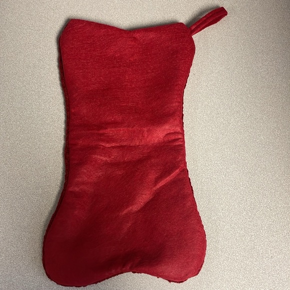 Bone shaped knitted red Christmas stocking - Picture 3 of 5